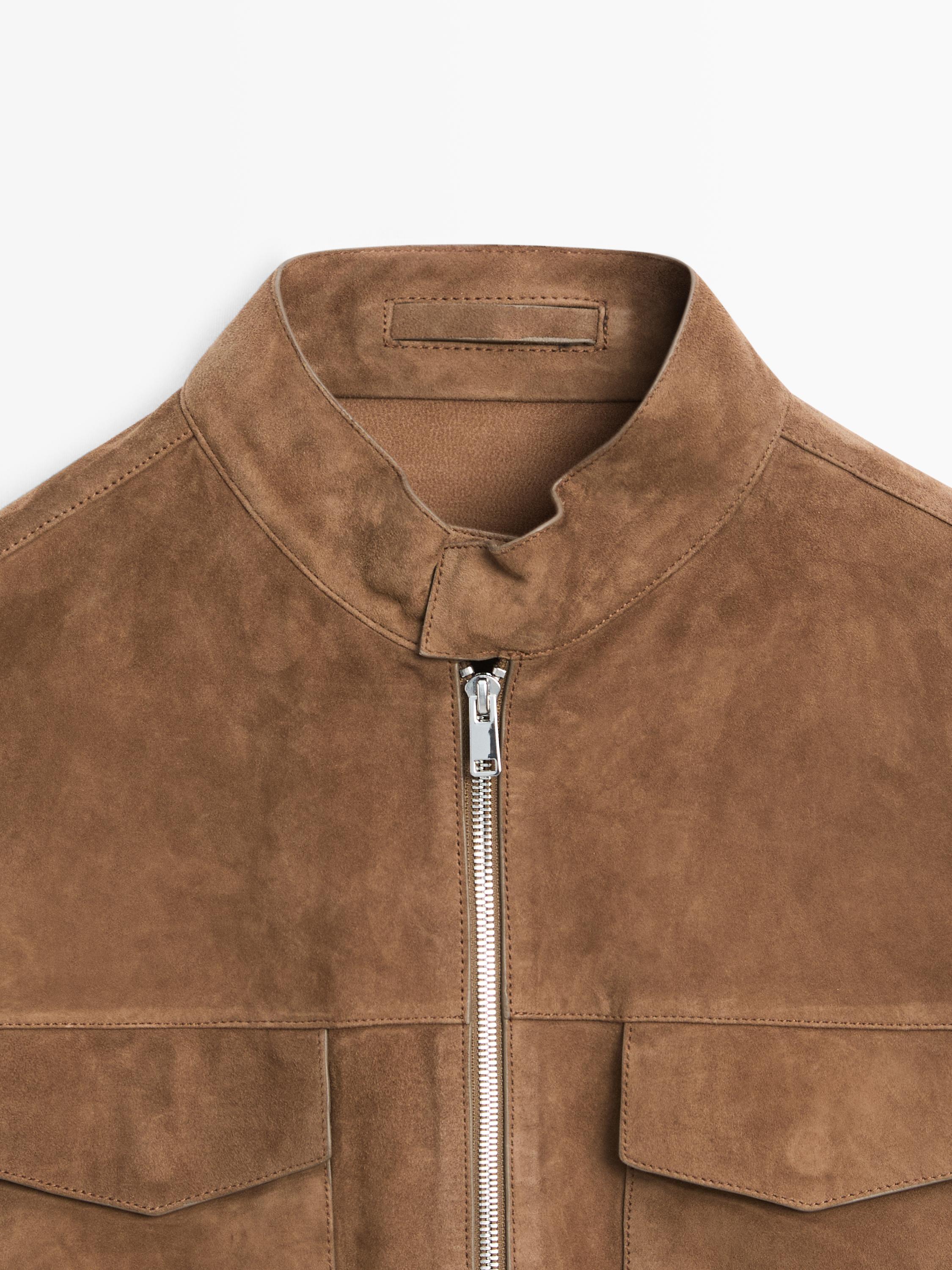Blouson en cuir effet daim