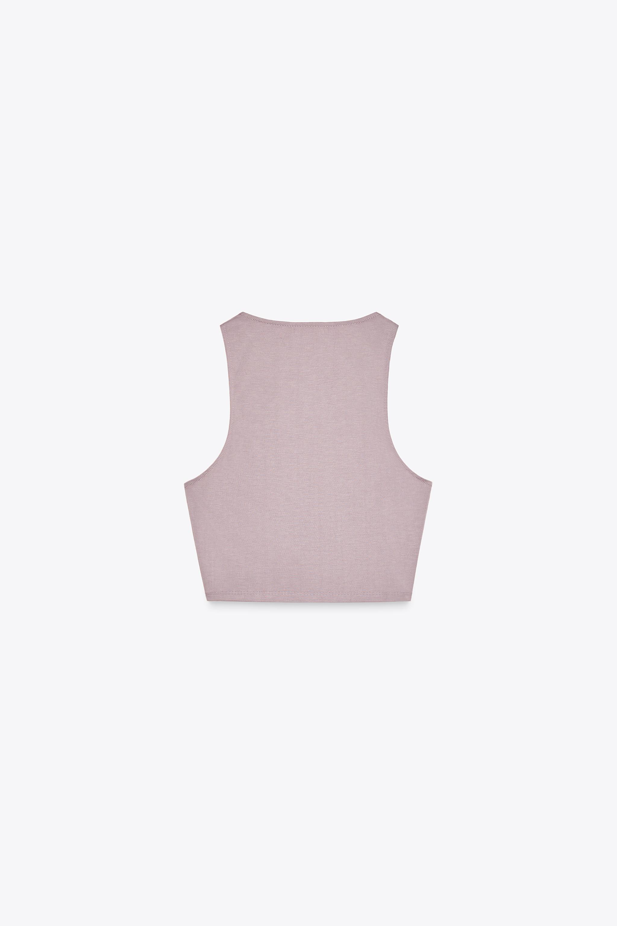 【MUCENT】EVA BACK DETAIL CROP SLEEVELESS(25年新商品) SLEEVELESS CROP TOP - Black | ZARA Canada