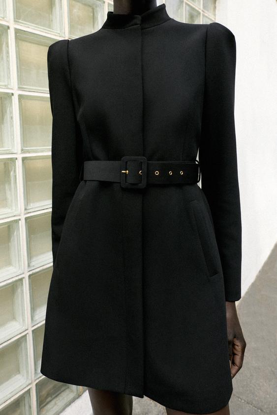 LONGUE VESTE CEINTURÉE - Noir de Zara - Image 4