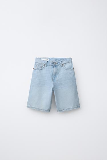 RELAXED BAGGY DENIM BERMUDA SHORTS - Light blue by Zara