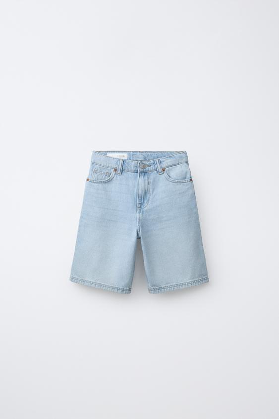 RELAXED BAGGY DENIM BERMUDA SHORTS - Light blue by Zara - Image 0