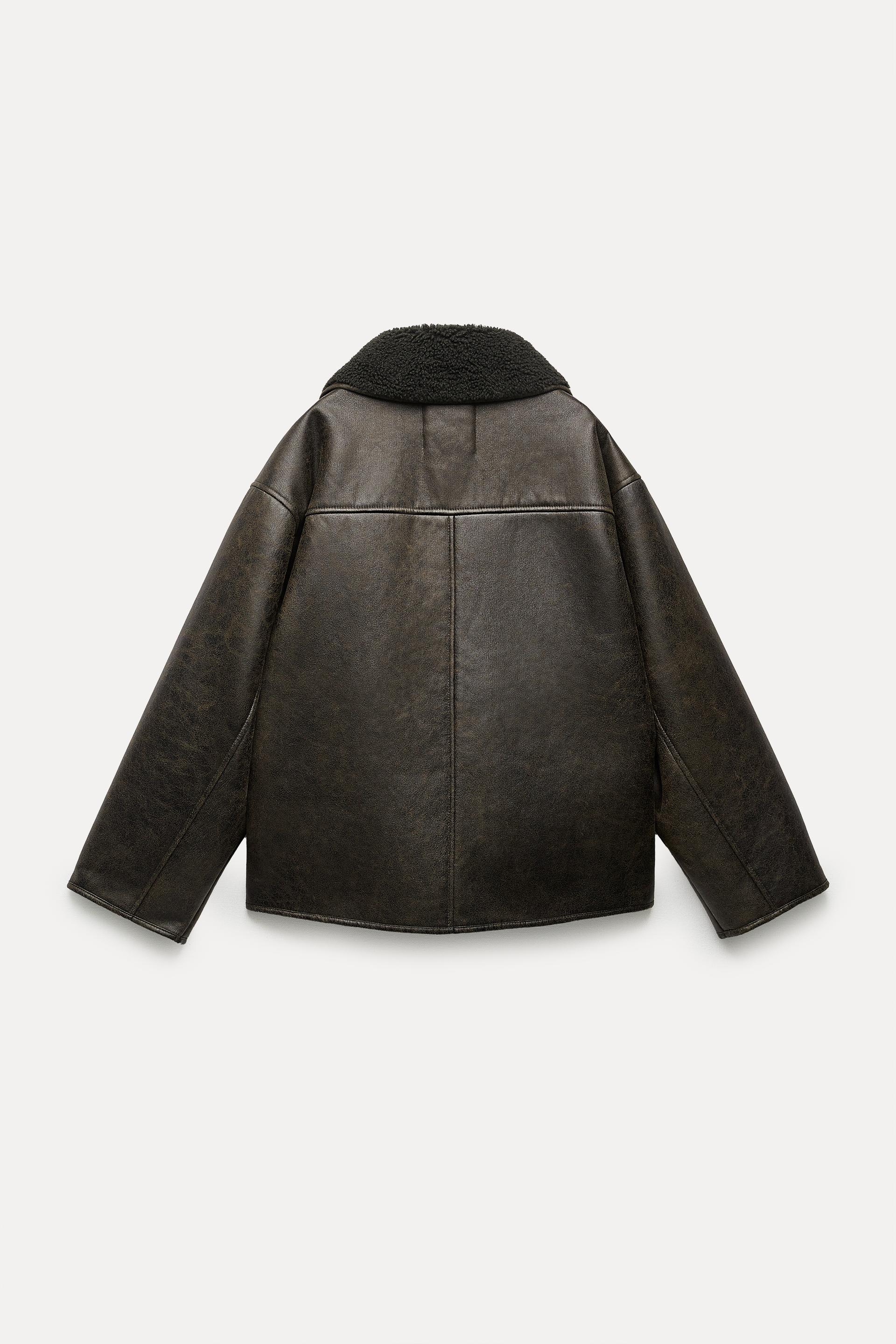double faced jacket with faux fur by zara