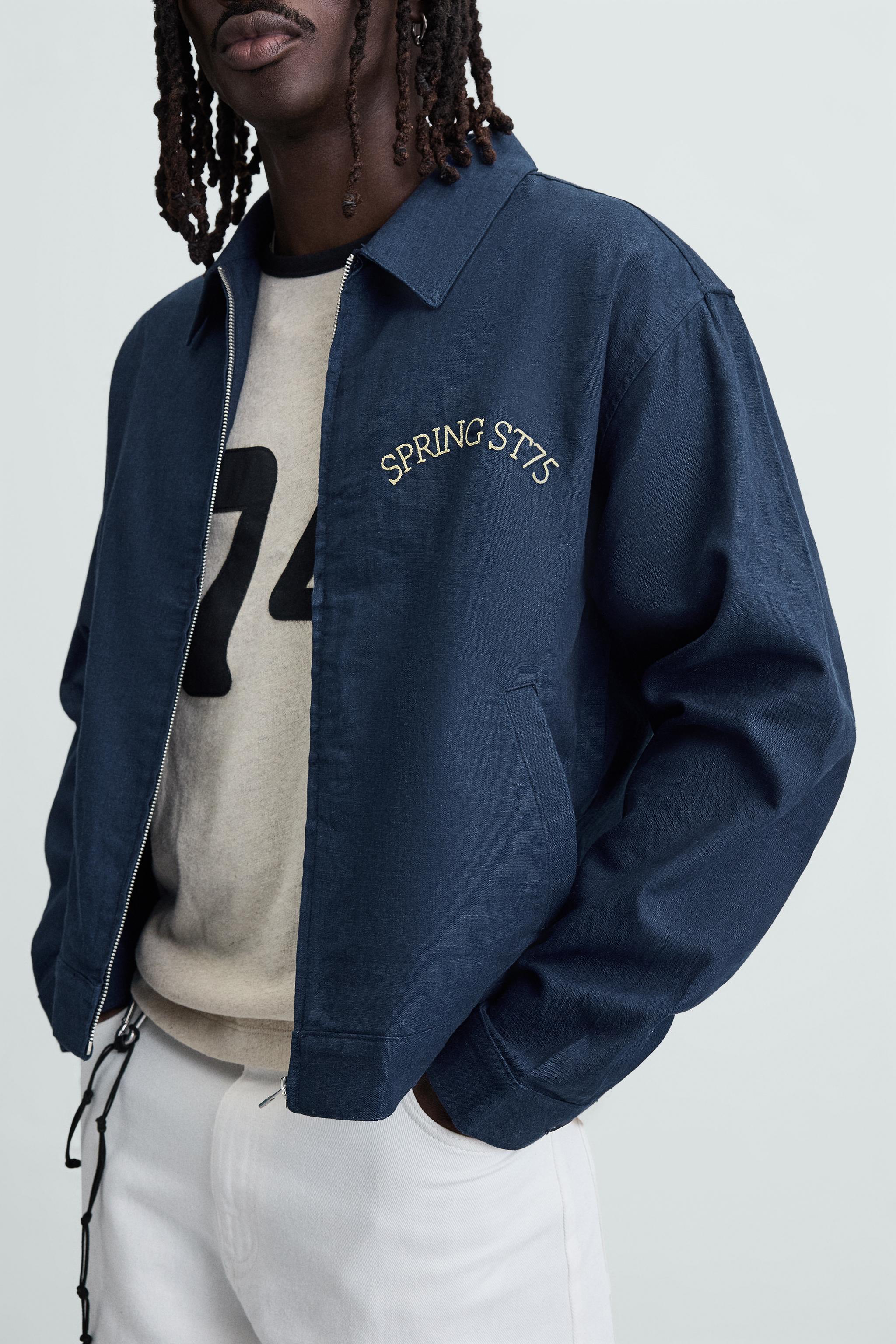 JAQUETA COM BORDADOS EM CONTRASTE - Azul | ZARA Brasil