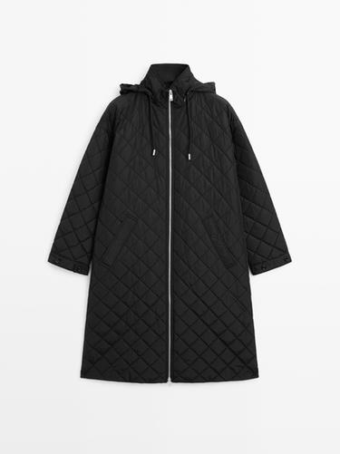 Parka larga acolchada oversize water repellent - Negro de Zara