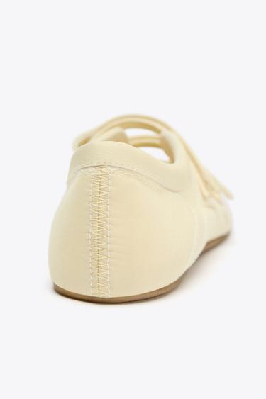 SATIN-EFFECT TOPSTITCHED BALLET FLATS - Yellow by Zara - Image 6