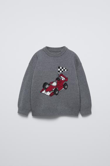 TRICOT TRUI MET AUTO - Grijs gemêleerd van Zara - Afbeelding 0