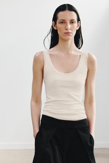 CAMISETA COMBINADA TIRANTES - Crudo de Zara