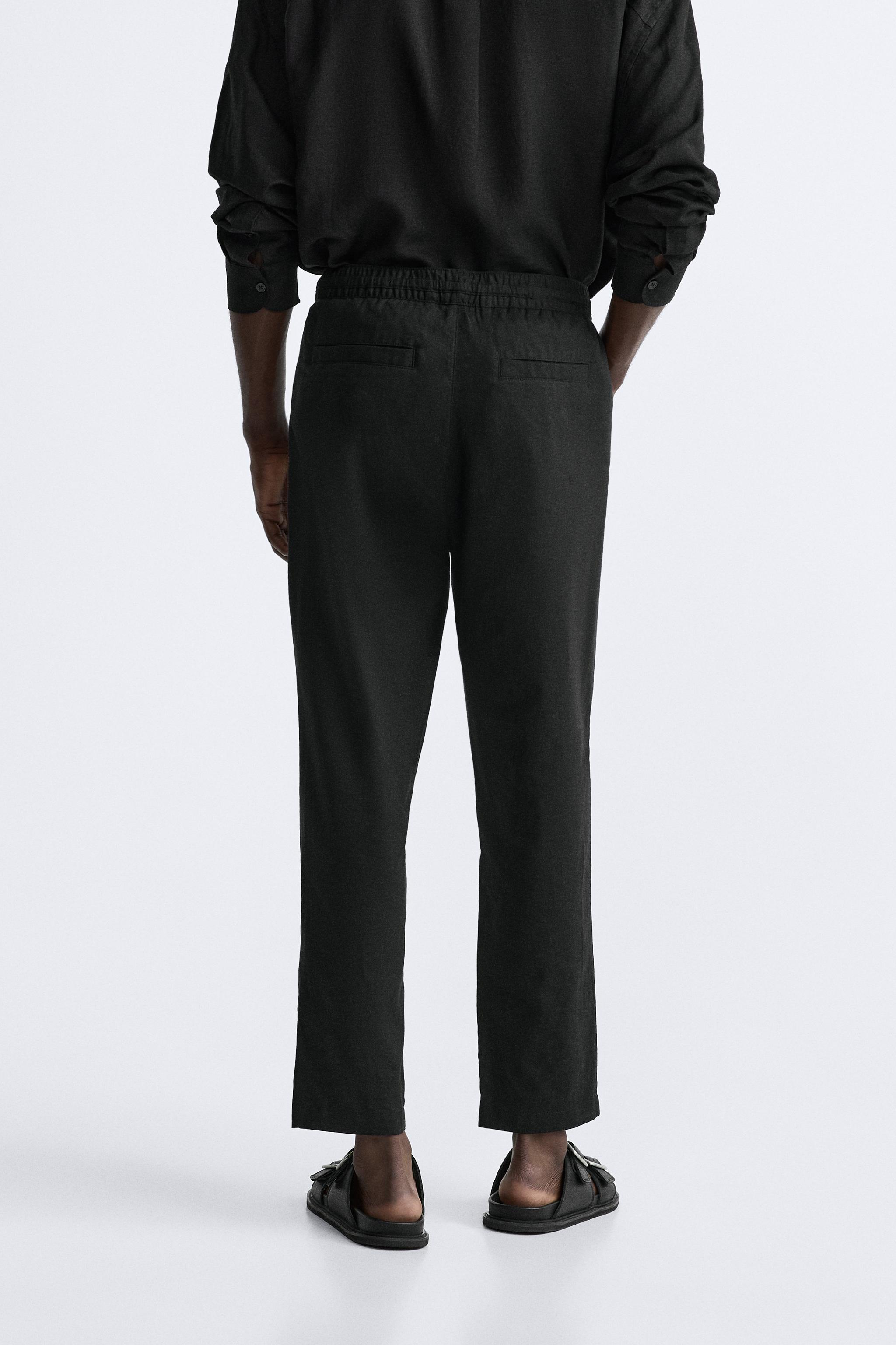 HOSE AUS BAUMWOLL-LEINEN-MISCHGEWEBE - Schwarz | ZARA Deutschland 