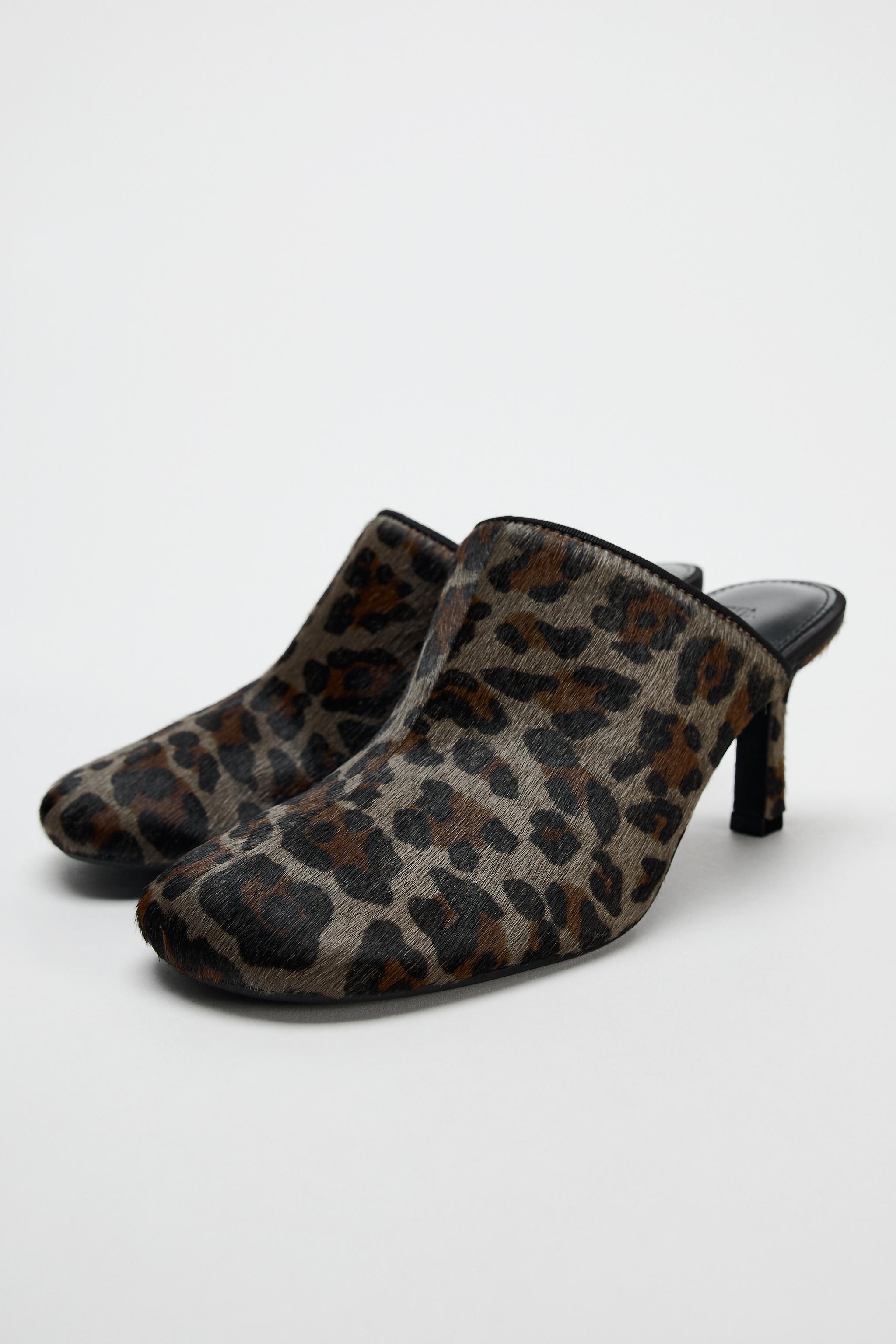 NEW ZARA Sz sold 29/12 Fur Animalprint brown Clogs