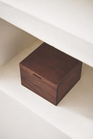 SQUARE WOODEN JEWELLERY BOX - Brown by Zara