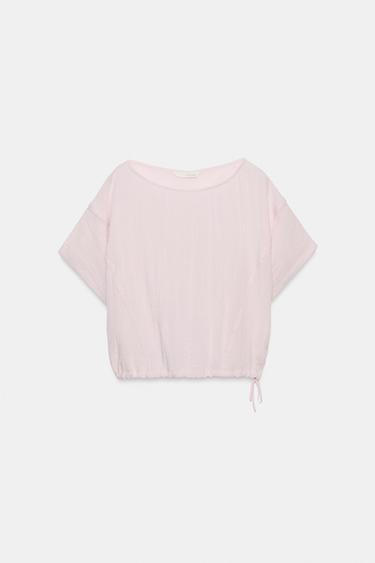 CAPE SHIRT WITH ADJUSTABLE HEM - Light pink by Zara - Image 0