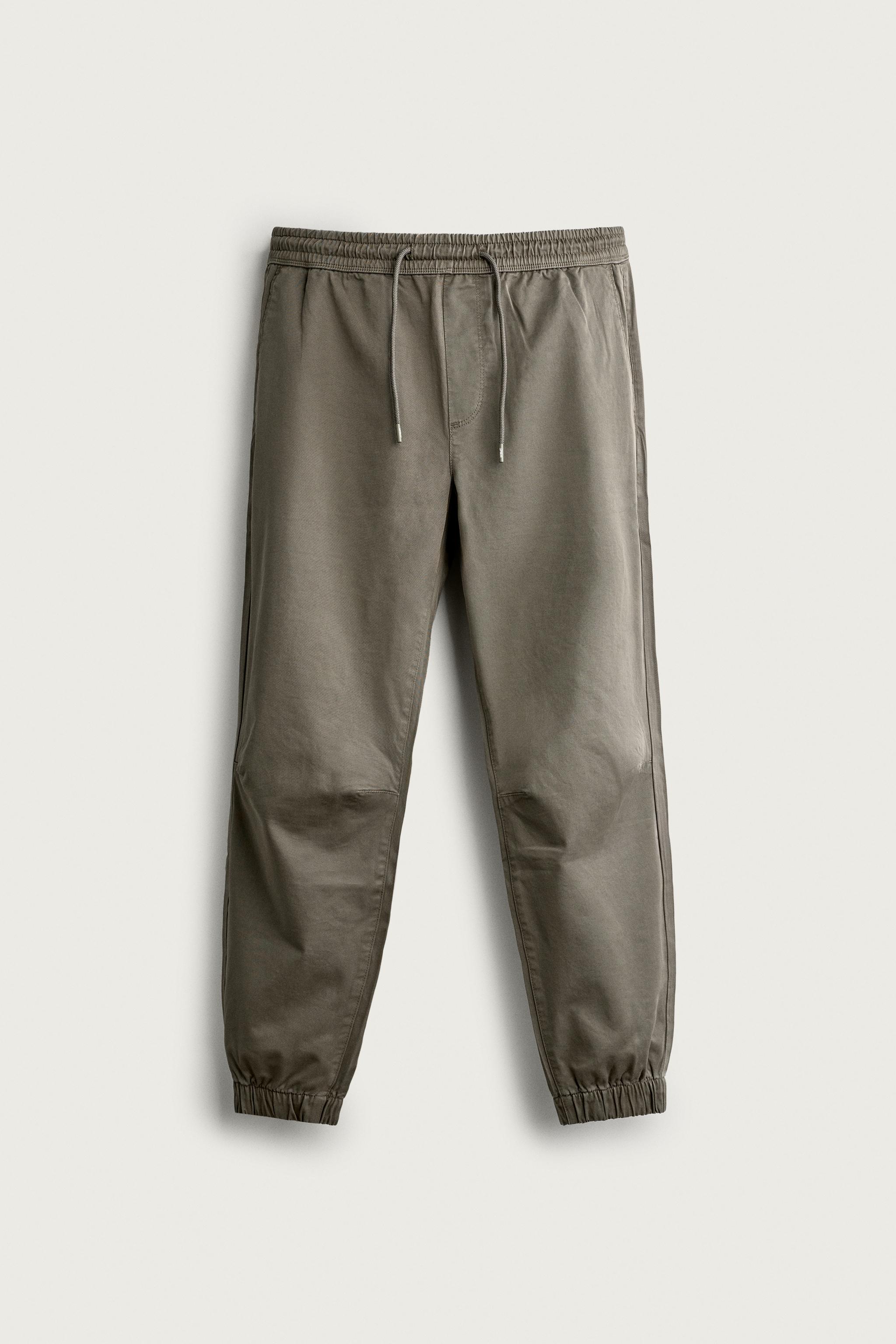 SLIM-FIT JOGGER-WAIST PANTS — Khaki