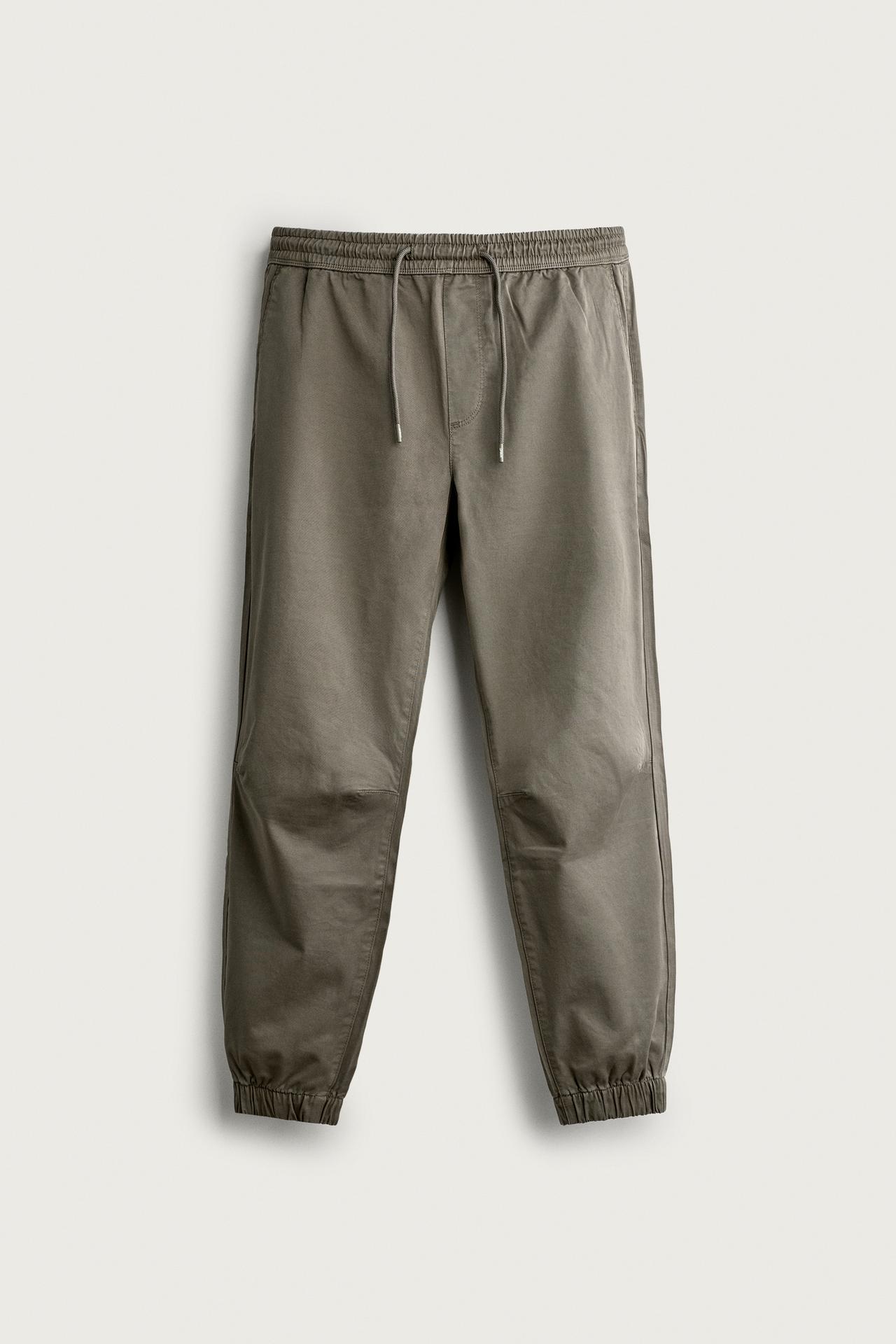 SLIM FIT JOGGER WAIST PANTS — Khaki