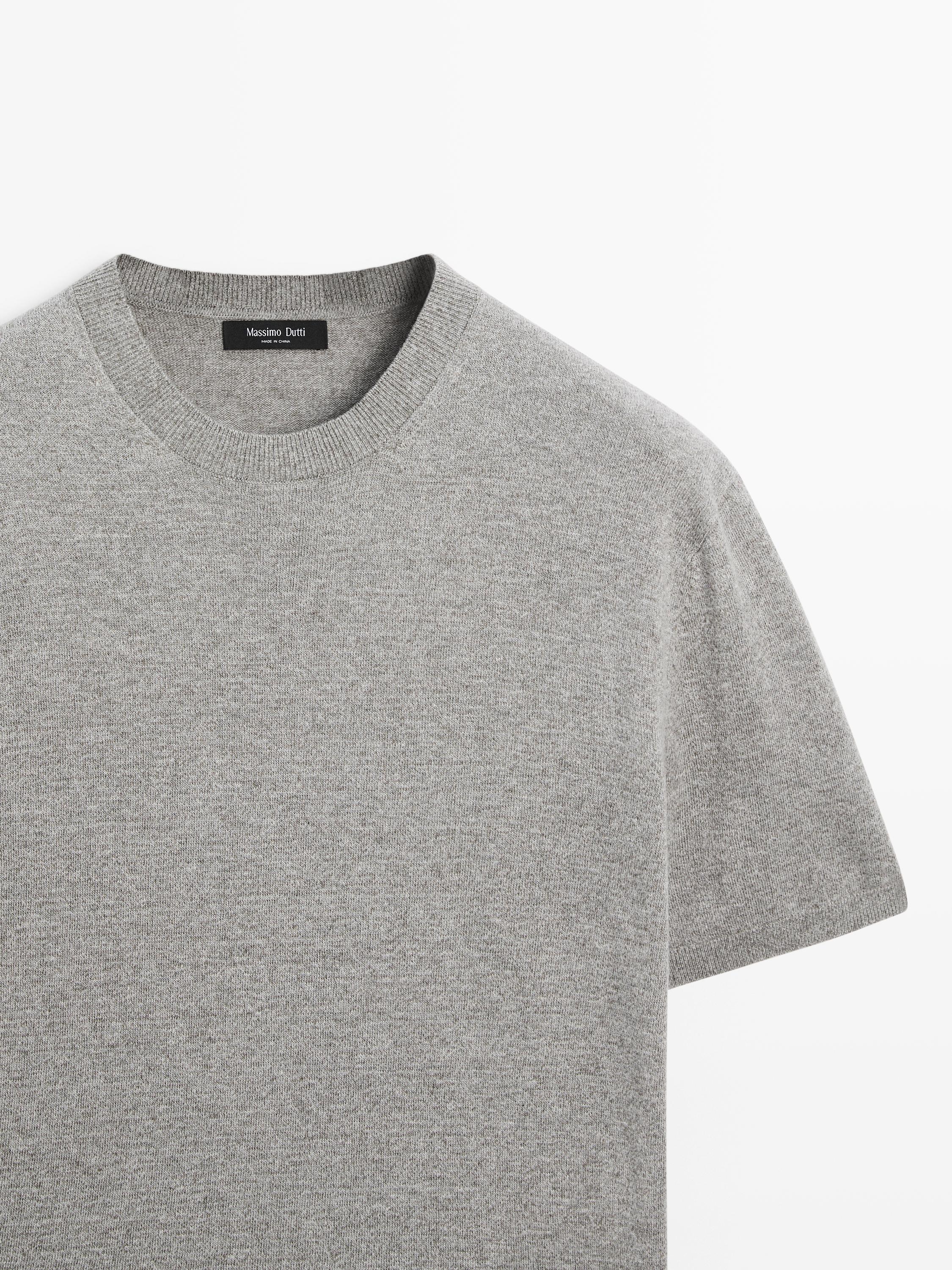 Short sleeve melange knit T-shirt