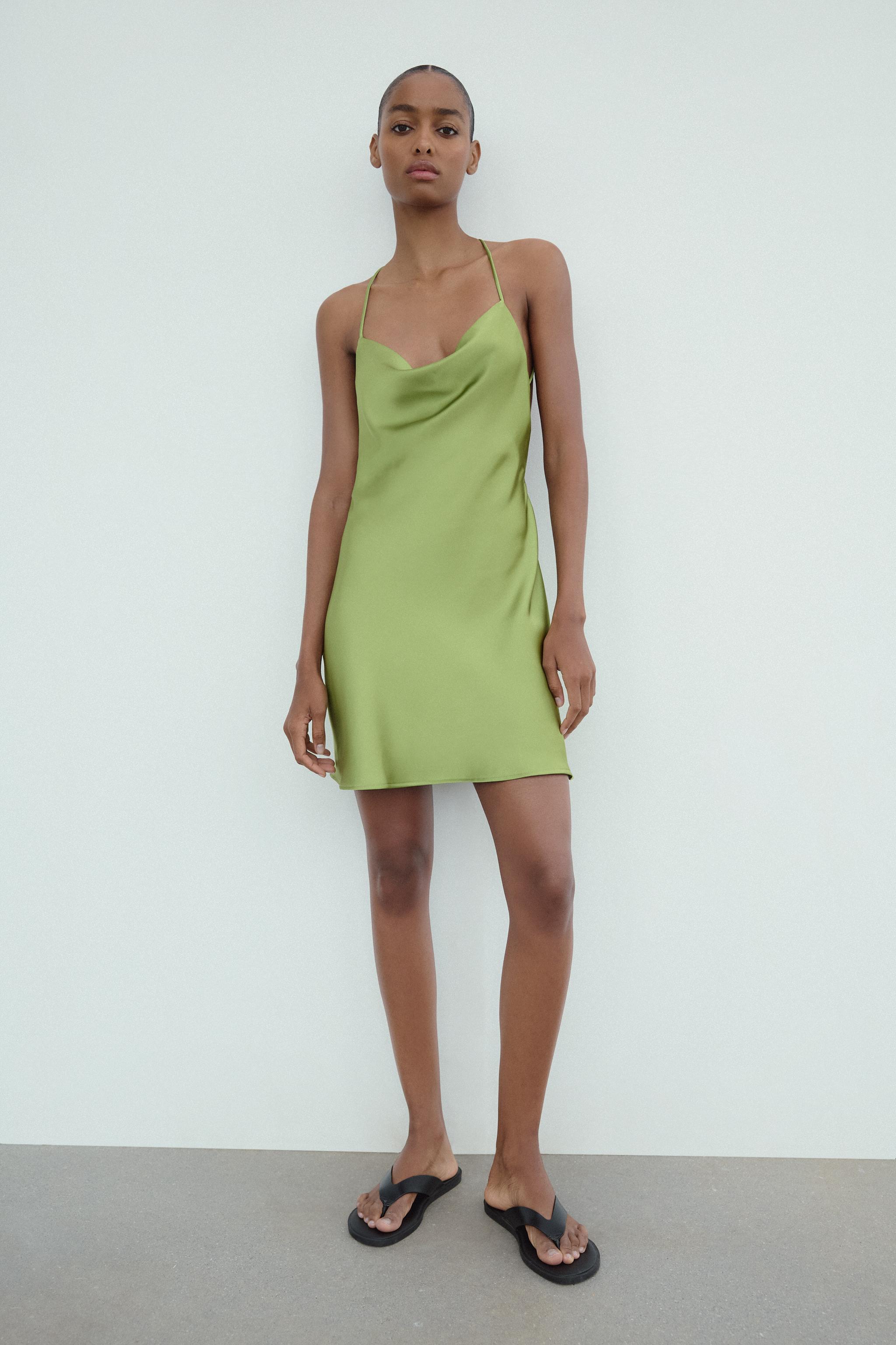 Green mini dress zara hotsell