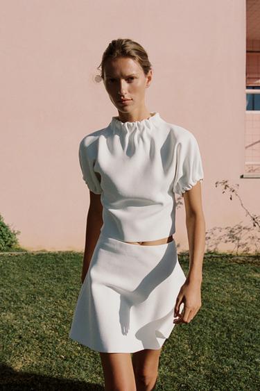 TOP EN MAILLE À FRONCES - Blanc de Zara - Image 5