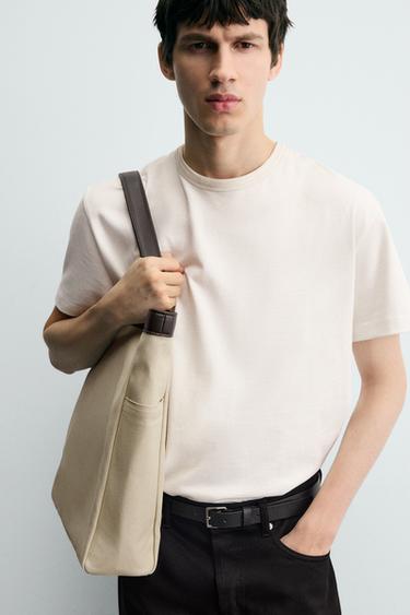 FABRIC TOTE BAG - Beige by Zara - Image 1