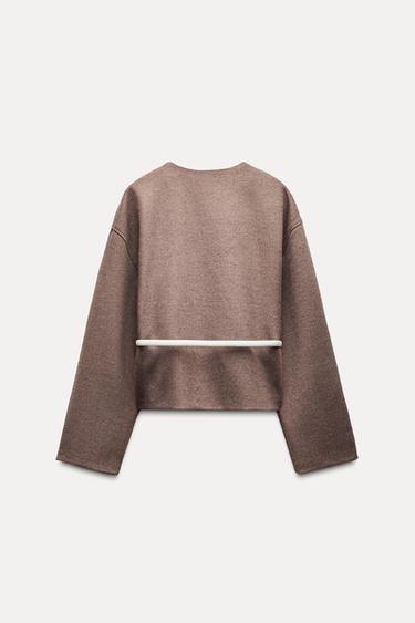 VESTE SOFT À CEINTURE - Marron clair de Zara - Image 5