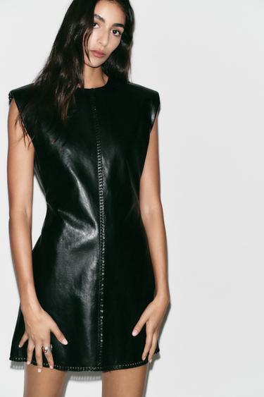 FAUX LEATHER MINI DRESS - Black by Zara - Image 1