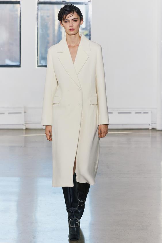 ZW COLLECTION FITTED MANTECO WOOL BLEND COAT - White | ZARA Ireland