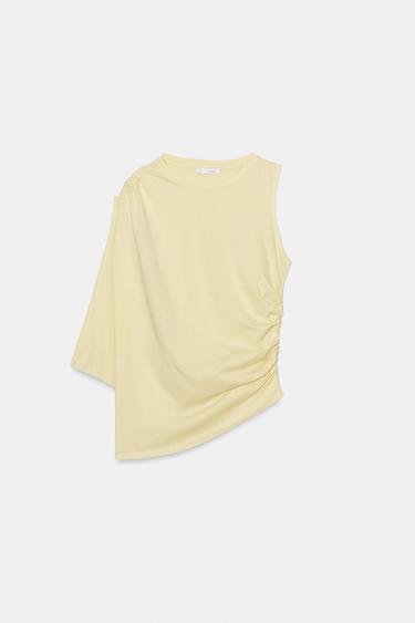 ASYMMETRIC DRAPED TOP - Yellow by Zara - Image 5
