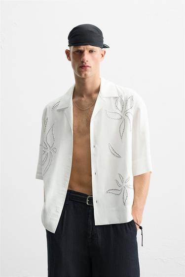 CHEMISE BRODERIE AJOURÉE - Blanc de Zara - Image 1