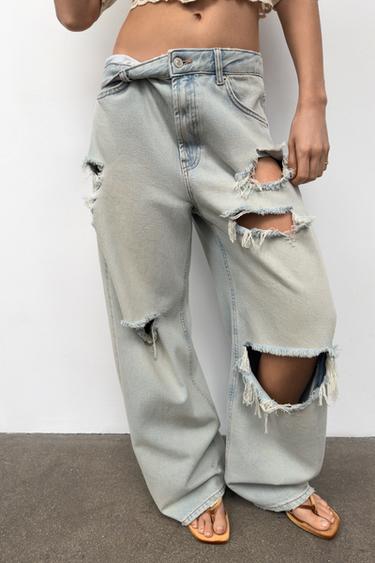 TRF MID-WAIST BAGGY JEANS - Light blue by Zara