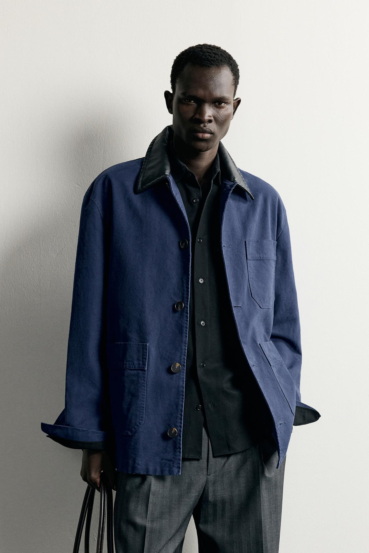 CONTRAST COLLAR OVERSHIRT — Blue / Indigo