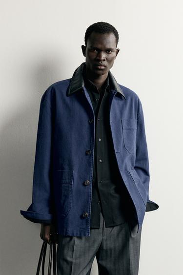 CONTRAST COLLAR OVERSHIRT — Blue / Indigo 1