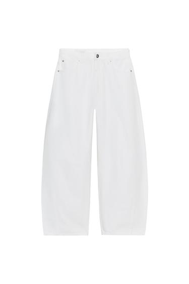 TRF BALLOON BAGGY MID-RISE JEANS - White by Zara