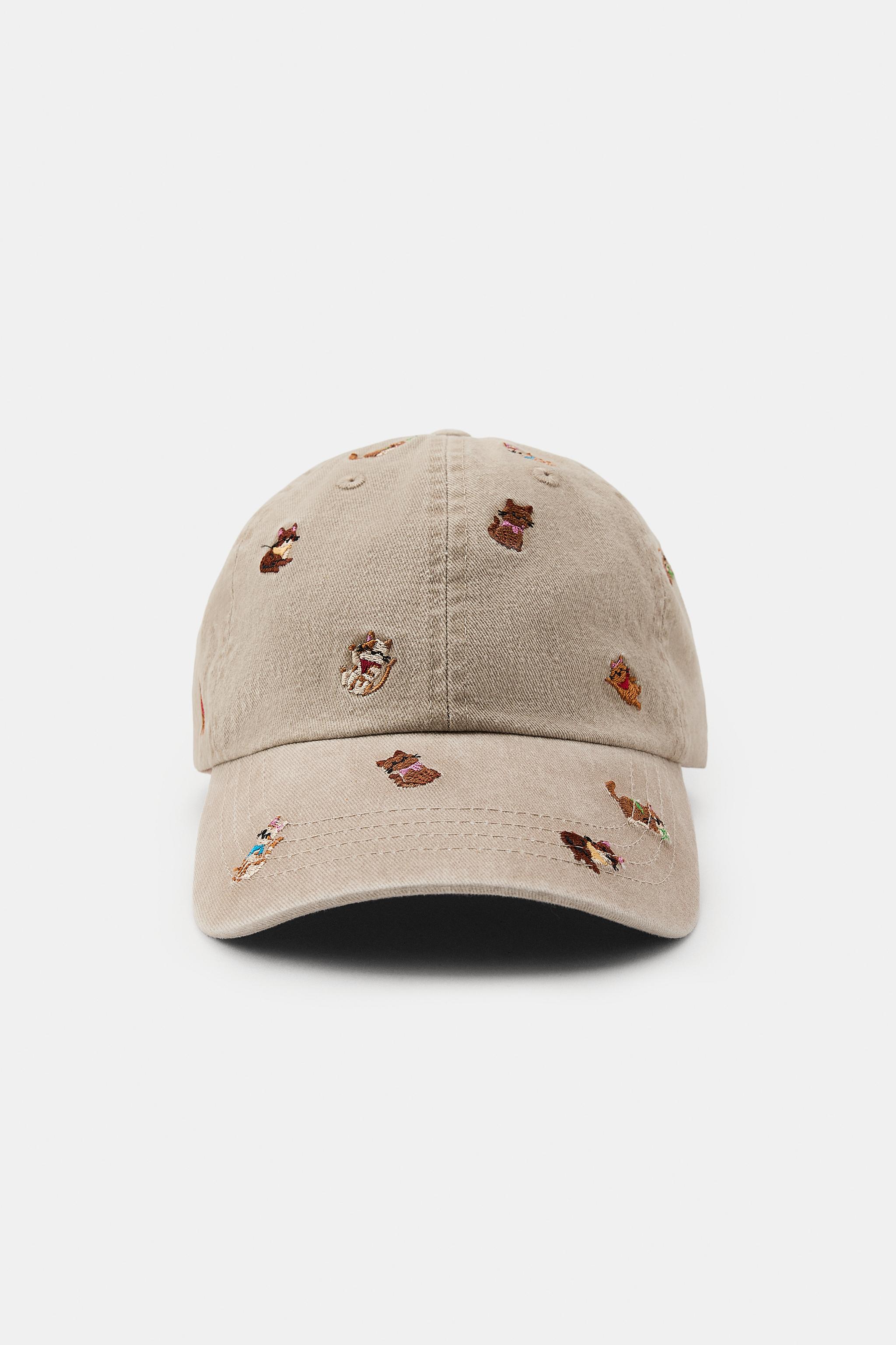 CASQUETTE SERGÉ BRODERIES CHATS - Beige | ZARA Canada