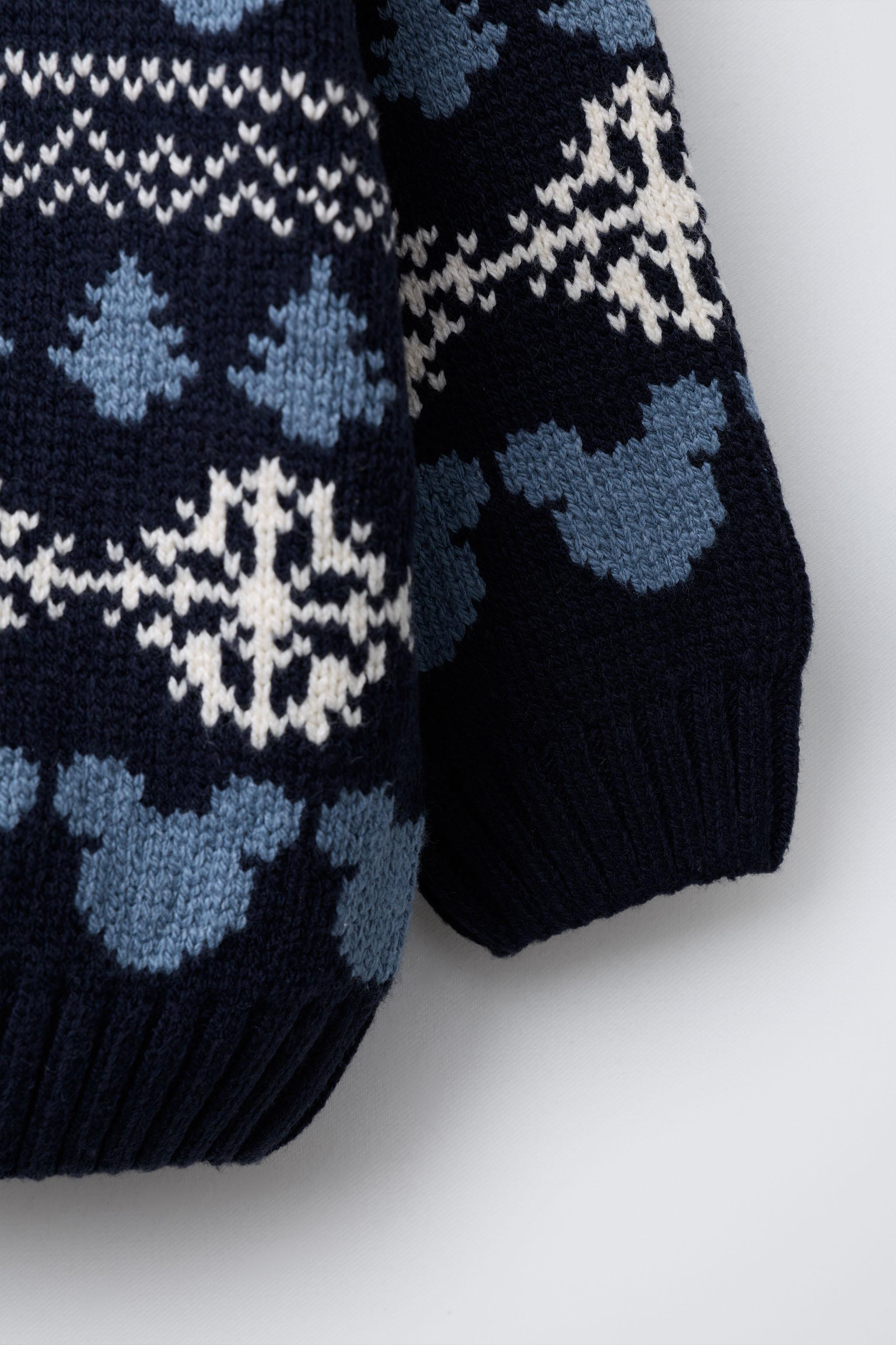 【美品】MICKEY MOUSE / COMBINED KNIT　限定 MICKEY MOUSE © DISNEY JACQUARD KNIT SWEATER - Duck blue | ZARA