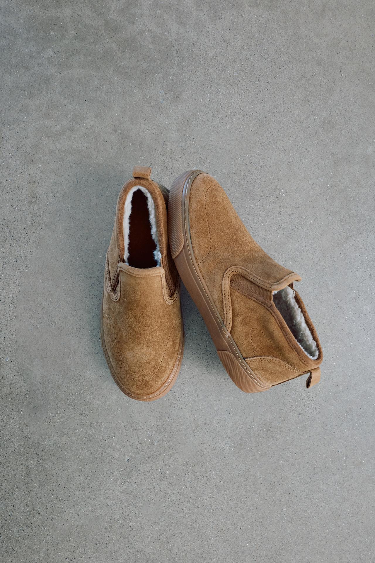 LINED LEATHER PLIMSOLLS — Brown