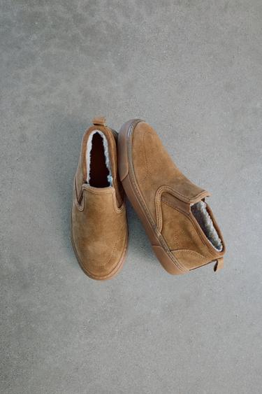 LINED LEATHER PLIMSOLLS — Brown 1