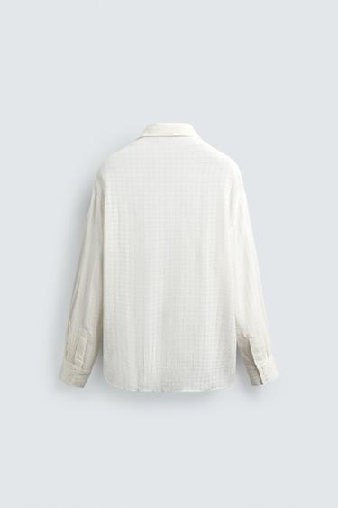 TEXTURED FLOWING JACQUARD SHIRT - White by Zara - Image 7