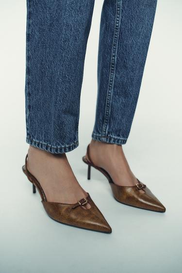 BUCKLED SLINGBACK SHOES - Brown by Zara - Image 0