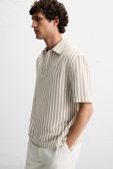 TEXTURED POLO SHIRT - Brown by Zara