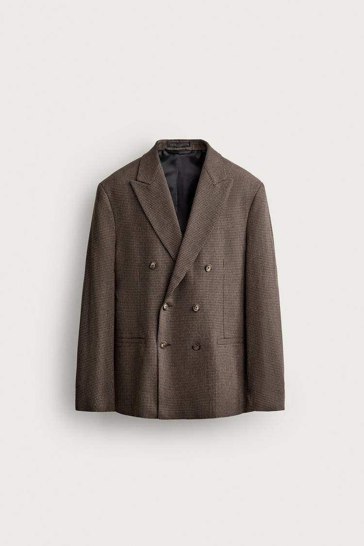 HOUNDSTOOTH DOUBLE-BREASTED BLAZER