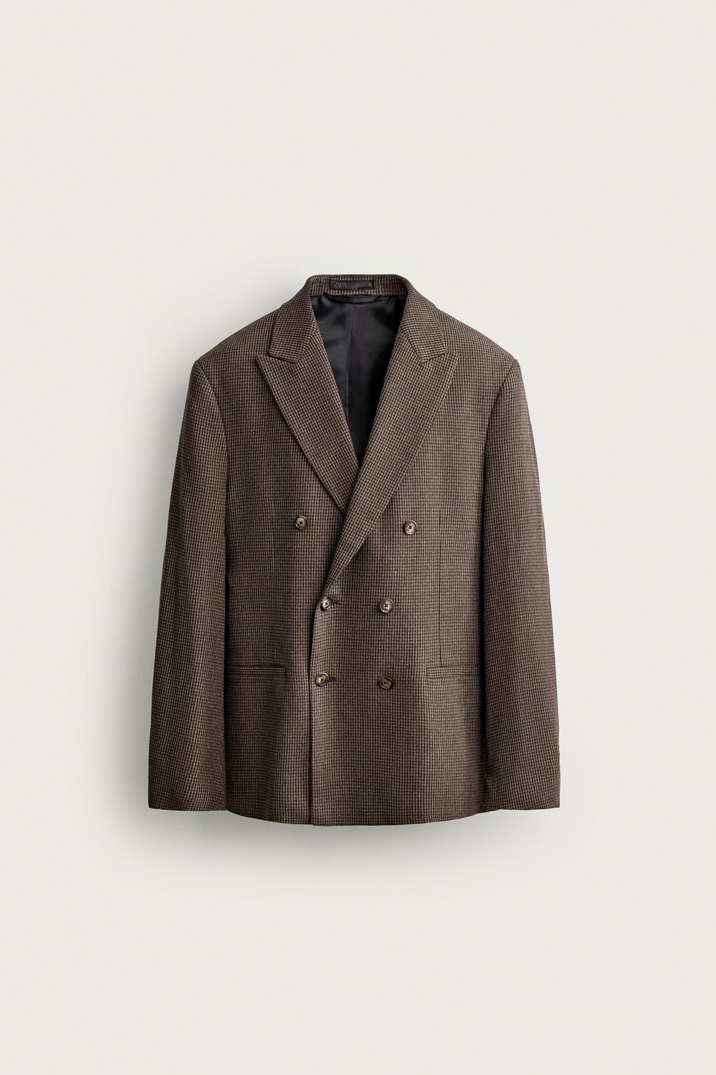 HOUNDSTOOTH DOUBLE-BREASTED BLAZER