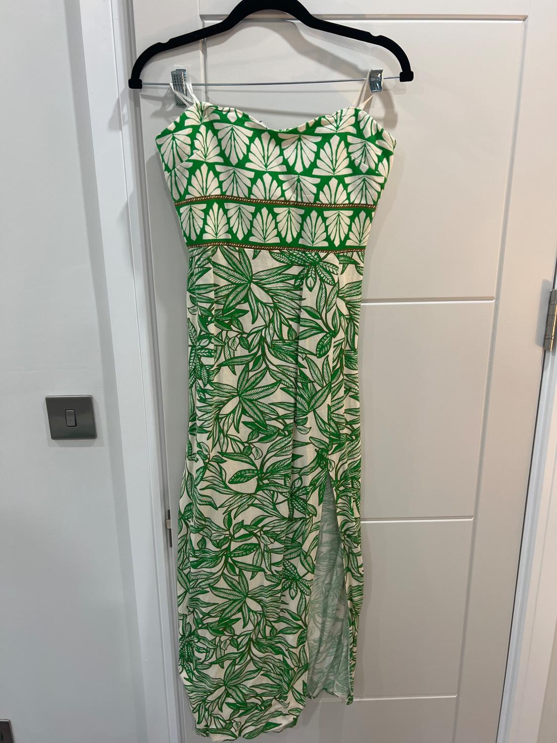 STRAPLESS PRINTED DRESS