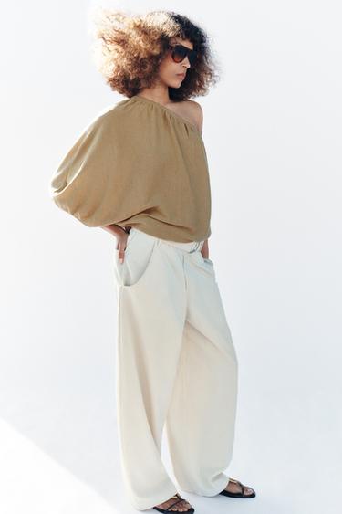 ASYMMETRIC KNIT TOP - Light beige by Zara - Image 2