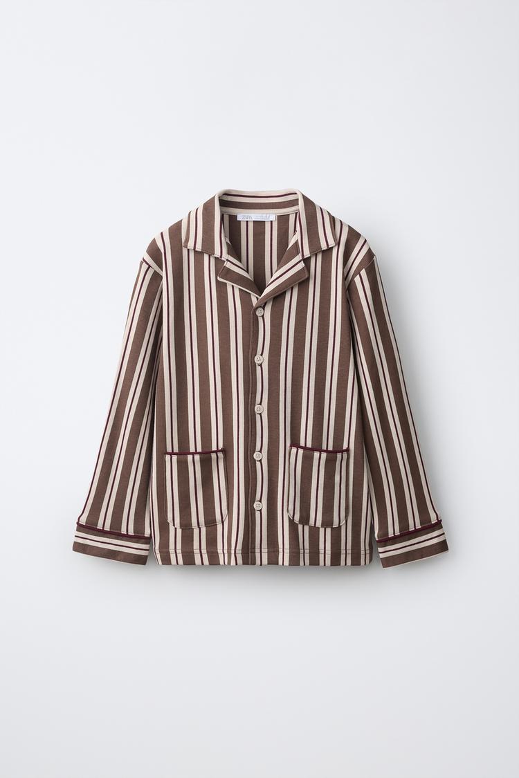 6-14 YEARS/ STRIPED POCKET PYJAMAS — Khaki
