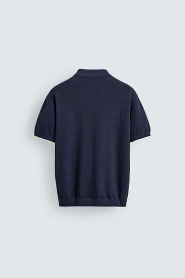 REGULAR FIT PIQUÉ KNIT POLO SHIRT - Blue by Zara - Image 7