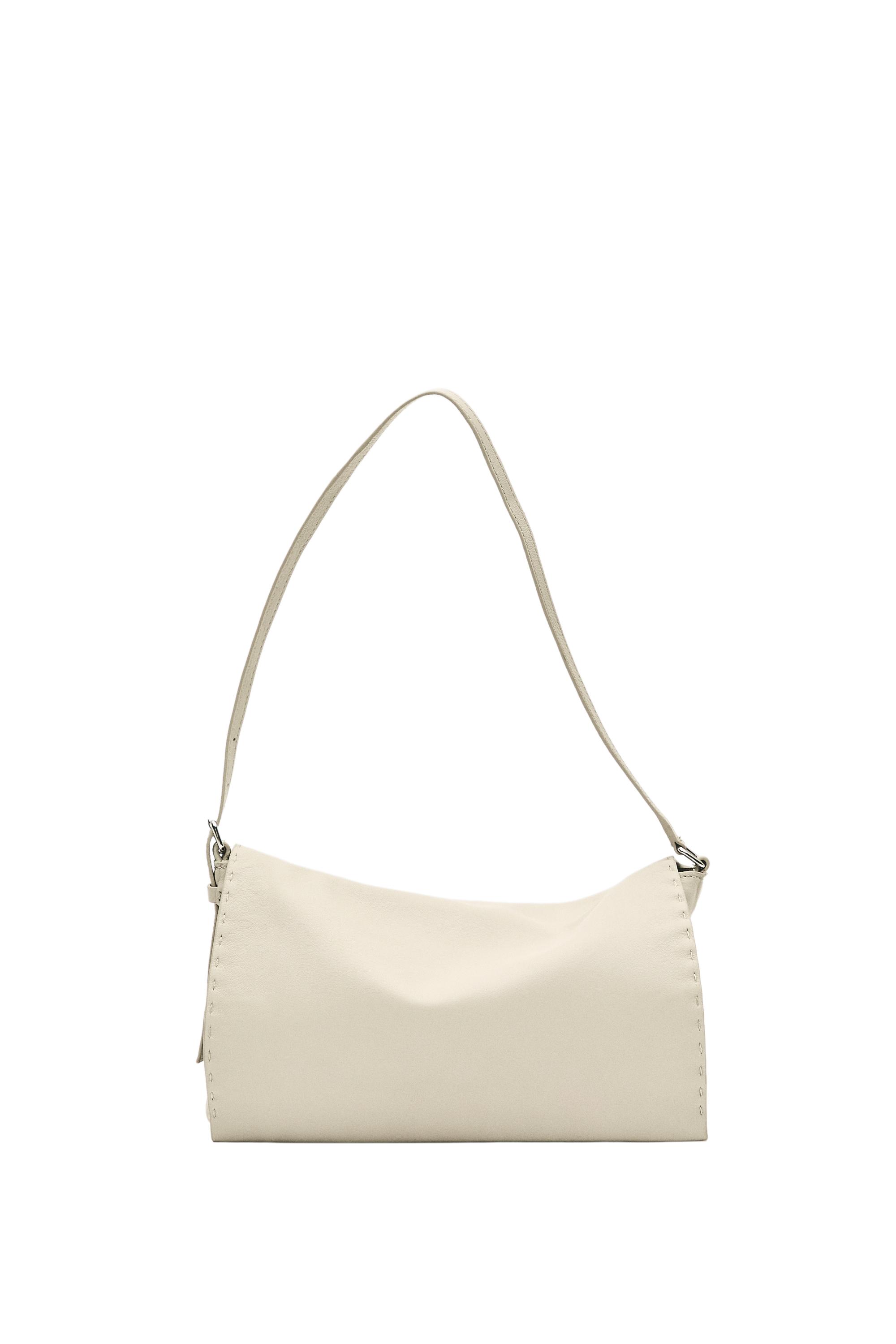 Nappa leather crossbody bag with topstitching — 