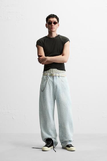 DISTRESSED BAGGY FIT JEANS - Light blue by Zara