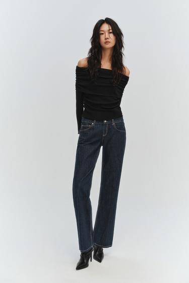 TRF WIDE-LEG LOW-RISE JEANS - Dark indigo by Zara