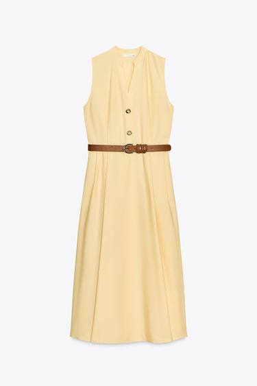 ROBE MIDI EN POPELINE AVEC CEINTURE - Bis de Zara - Image 7