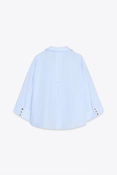 STRIPED SHIRT WITH WIDE SLEEVES AND METALLIC THREAD - Light sky blue by Zara - Image 7