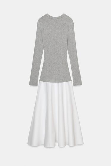 ROBE MIDI BIMATIÈRE À NŒUD - Blanc / Gris de Zara - Image 5