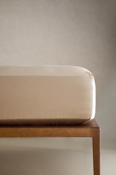 SATEEN FITTED SHEET | 40 CM HIGH (500 THREAD COUNT) - Taupe grey by Zara